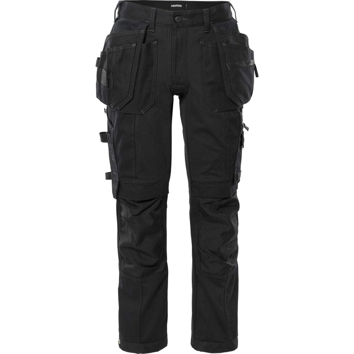 Fristads Green Craftsman 4-Way-Stretch Holster Pocket Trousers - 2530 GCYD Black Front1#colour_black
