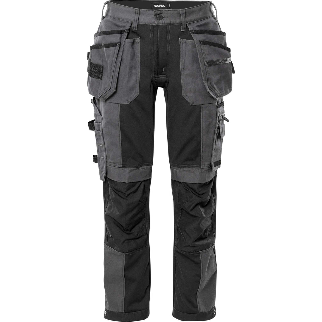 Fristads Green Craftsman 4-Way-Stretch Holster Pocket Trousers - 2530 GCYD Grey/Black Front1#colour_grey-black