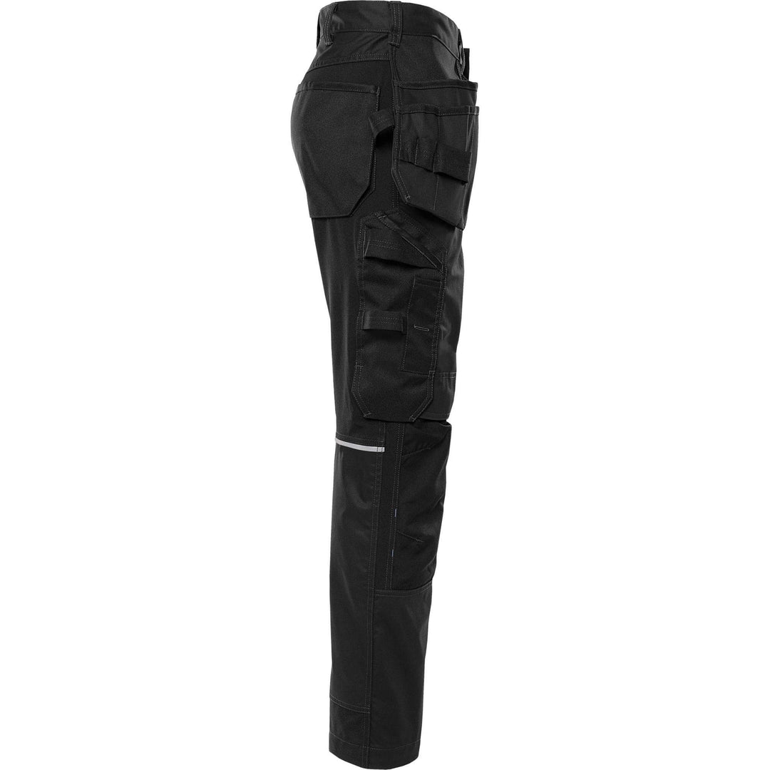 Fristads Green Craftsman 4-Way-Stretch Panel Holster Pocket Trousers - 2900 GWM Black Back3#colour_black