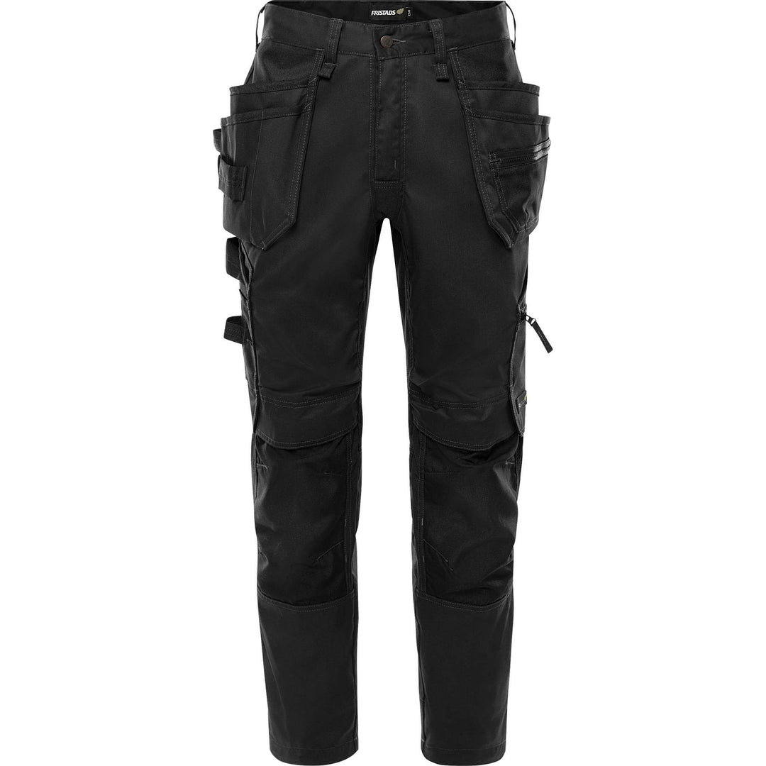 Fristads Green Craftsman 4-Way-Stretch Panel Holster Pocket Trousers - 2900 GWM Black Front1#colour_black