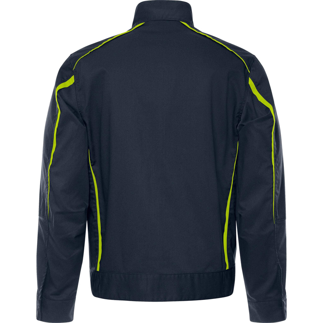 Fristads Green Lightweight Durable Jacket - 4930 GWM Dark Navy/Hi-Vis Yellow Back1#colour_dark-navy-hi-vis-yellow