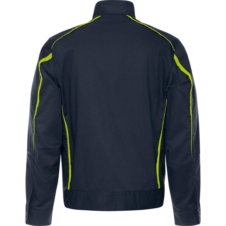 Fristads Green Lightweight Durable Jacket - 4930 GWM Dark Navy/Hi-Vis Yellow Back1#colour_dark-navy-hi-vis-yellow