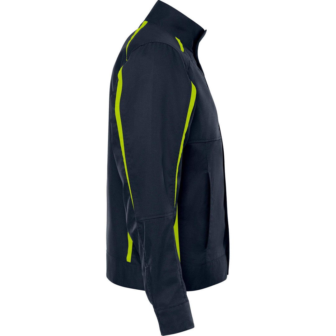 Fristads Green Lightweight Durable Jacket - 4930 GWM Dark Navy/Hi-Vis Yellow Back3#colour_dark-navy-hi-vis-yellow