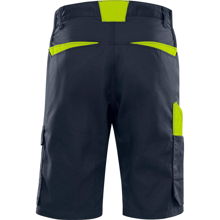Fristads Green Lightweight Durable Shorts - 2932 GWM Dark Navy/Hi-Vis Yellow Back1#colour_dark-navy-hi-vis-yellow
