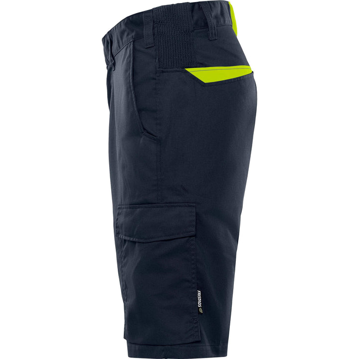 Fristads Green Lightweight Durable Shorts - 2932 GWM Dark Navy/Hi-Vis Yellow Back2#colour_dark-navy-hi-vis-yellow