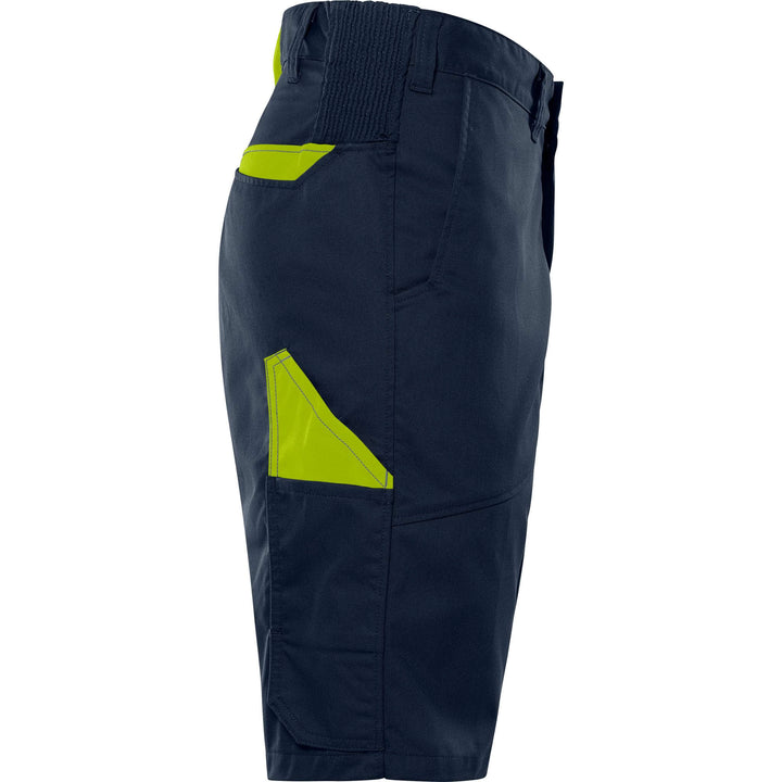 Fristads Green Lightweight Durable Shorts - 2932 GWM Dark Navy/Hi-Vis Yellow Back3#colour_dark-navy-hi-vis-yellow