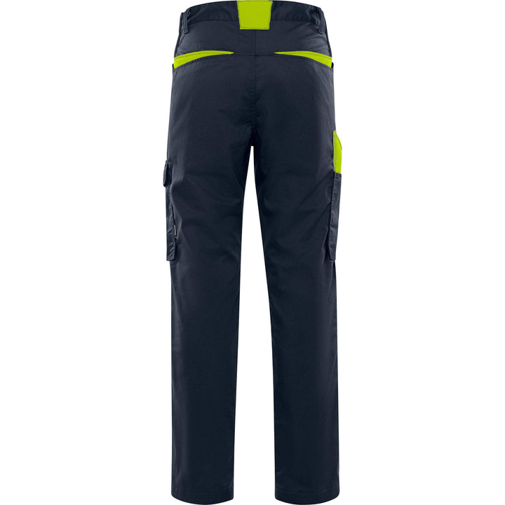 Fristads Green Lightweight Durable Trousers - 2930 GWM Dark Navy/Hi-Vis Yellow Back1#colour_dark-navy-hi-vis-yellow