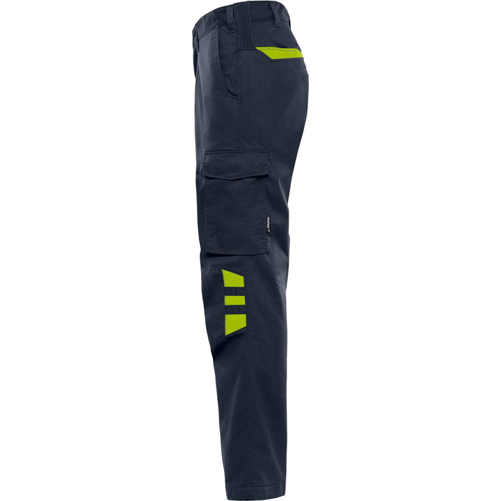 Fristads Green Lightweight Durable Trousers - 2930 GWM Dark Navy/Hi-Vis Yellow Back2#colour_dark-navy-hi-vis-yellow