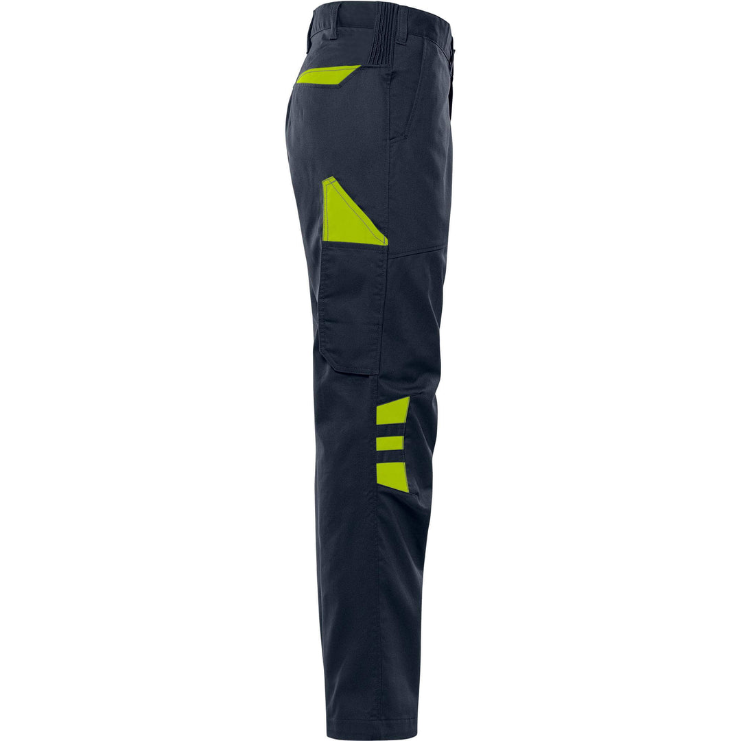 Fristads Green Lightweight Durable Trousers - 2930 GWM Dark Navy/Hi-Vis Yellow Back3#colour_dark-navy-hi-vis-yellow