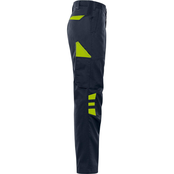 Fristads Green Lightweight Durable Trousers - 2930 GWM Dark Navy/Hi-Vis Yellow Back3#colour_dark-navy-hi-vis-yellow