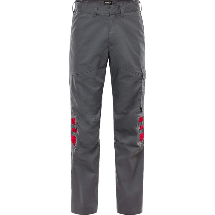 Fristads Green Lightweight Durable Trousers - 2930 GWM Grey/Red Front1#colour_grey-red