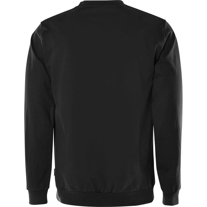 Fristads Green Round Neck Organic Cotton Sweatshirt - 7989 GOS Black Back1#colour_black