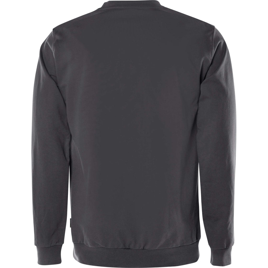 Fristads Green Round Neck Organic Cotton Sweatshirt - 7989 GOS Dark Grey Back1#colour_dark-grey