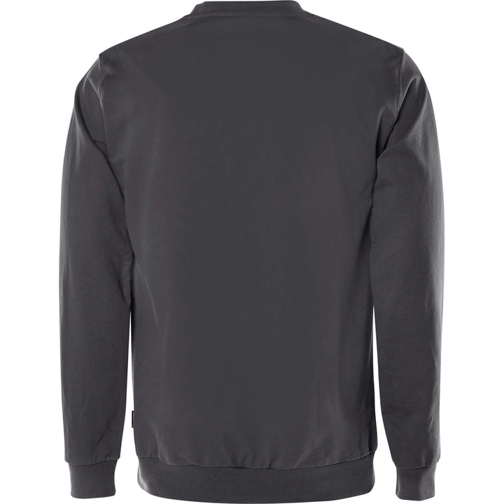 Fristads Green Round Neck Organic Cotton Sweatshirt - 7989 GOS Dark Grey Back1#colour_dark-grey