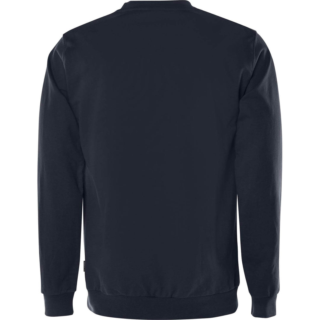 Fristads Green Round Neck Organic Cotton Sweatshirt - 7989 GOS Dark Navy Back1#colour_dark-navy