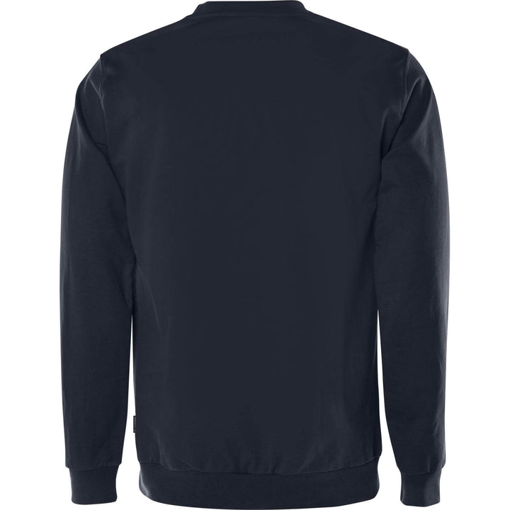 Fristads Green Round Neck Organic Cotton Sweatshirt - 7989 GOS Dark Navy Back1#colour_dark-navy