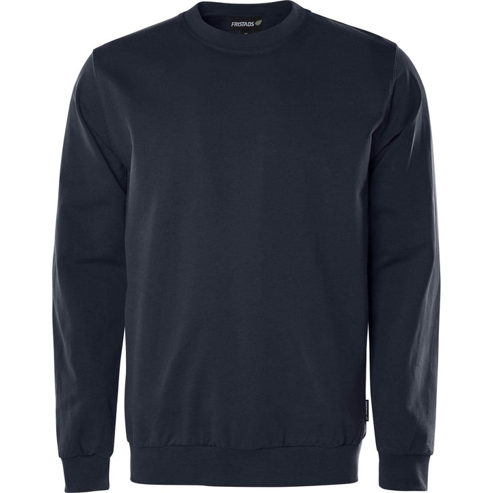 Fristads Green Round Neck Organic Cotton Sweatshirt - 7989 GOS Dark Navy Front1#colour_dark-navy