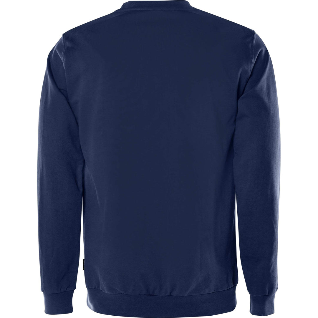 Fristads Green Round Neck Organic Cotton Sweatshirt - 7989 GOS Navy Back1#colour_navy
