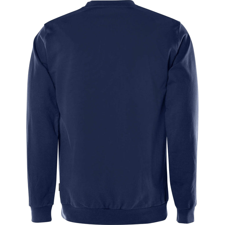 Fristads Green Round Neck Organic Cotton Sweatshirt - 7989 GOS Navy Back1#colour_navy