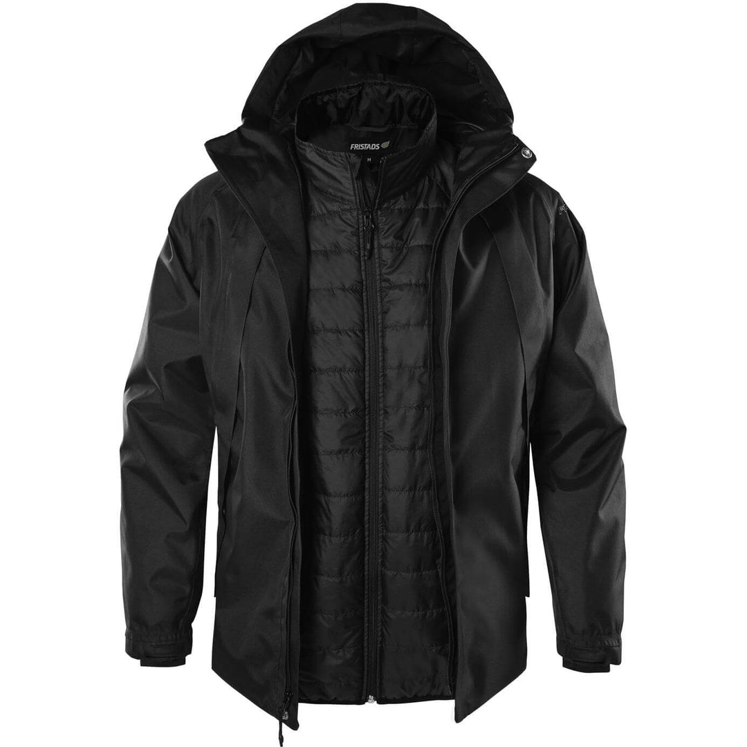 Fristads Green Waterproof Breathable Shell Jacket - 4922 GRS Black Front2#colour_black