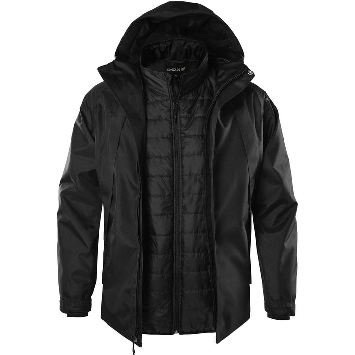 Fristads Green Waterproof Breathable Shell Jacket - 4922 GRS Black Front2#colour_black