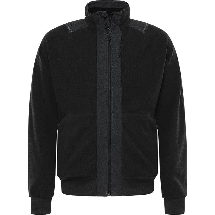 Fristads Green Zip Fleece Jacket - 4921 GRF Black Front1#colour_black