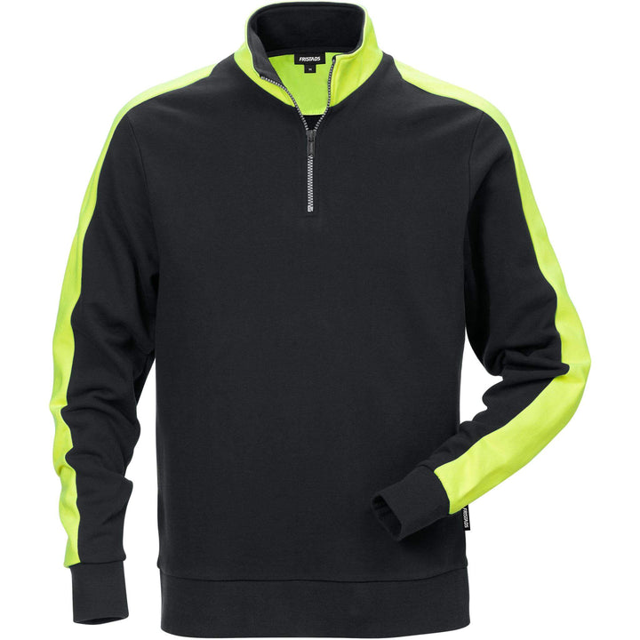 Fristads Half-Zip Sweatshirt - 7449 RTS Black Front1#colour_black