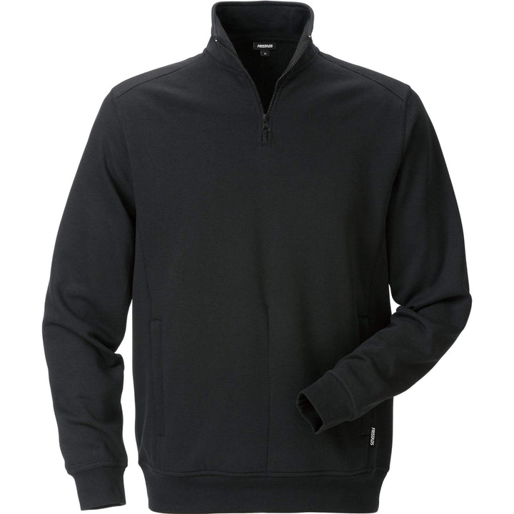 Fristads Half-Zip Sweatshirt - 7607 SM Black Front1#colour_black