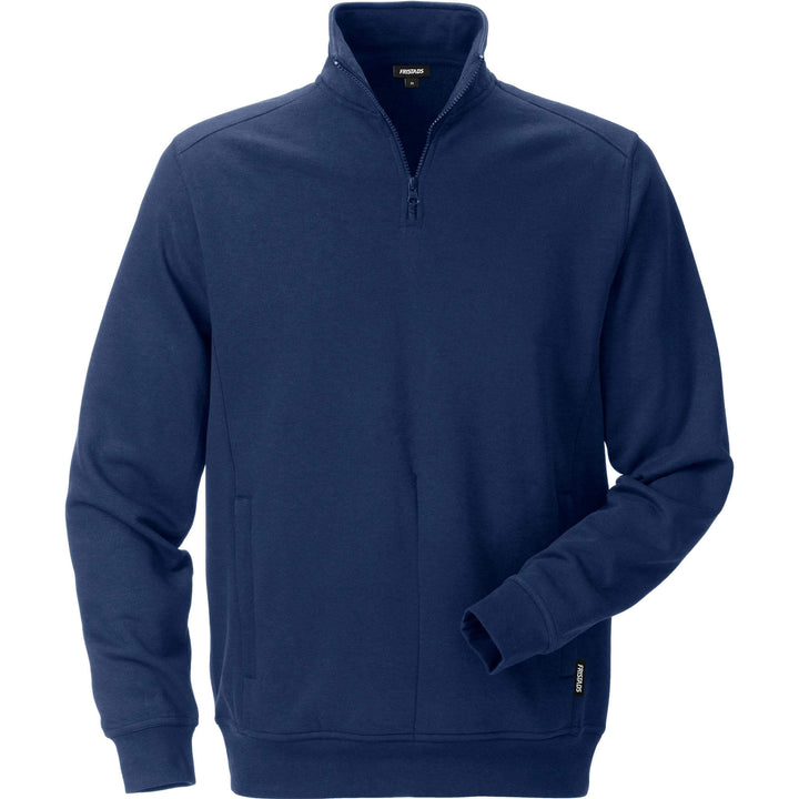 Fristads Half-Zip Sweatshirt - 7607 SM Navy Front1#colour_navy