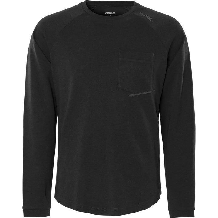 Fristads Heavy Long Sleeve Pocket T-Shirt - 7821 GHT Black Front1#colour_black