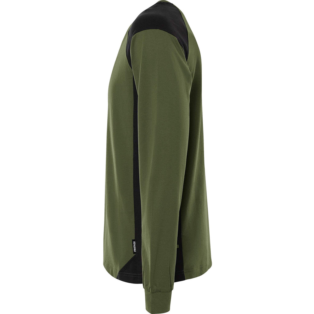 Fristads Heavy UV-Protective Long Sleeve T-Shirt - 7071 GTM Army Green/Black Back2#colour_army-green-black