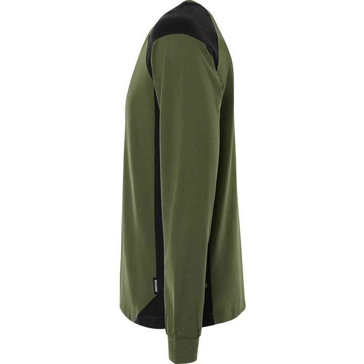 Fristads Heavy UV-Protective Long Sleeve T-Shirt - 7071 GTM Army Green/Black Back2#colour_army-green-black