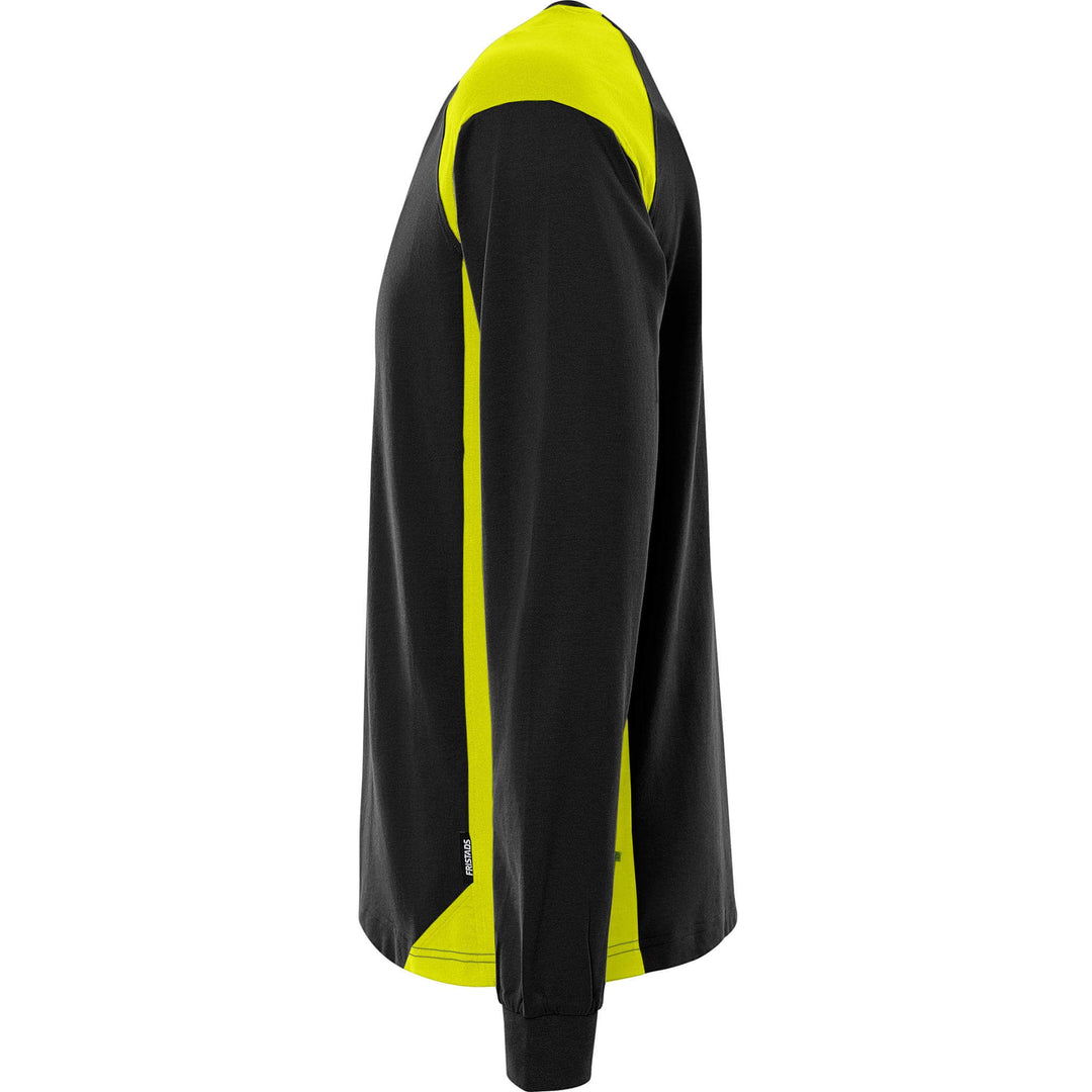 Fristads Heavy UV-Protective Long Sleeve T-Shirt - 7071 GTM Black/Hi-Vis Yellow Back2#colour_black-hi-vis-yellow