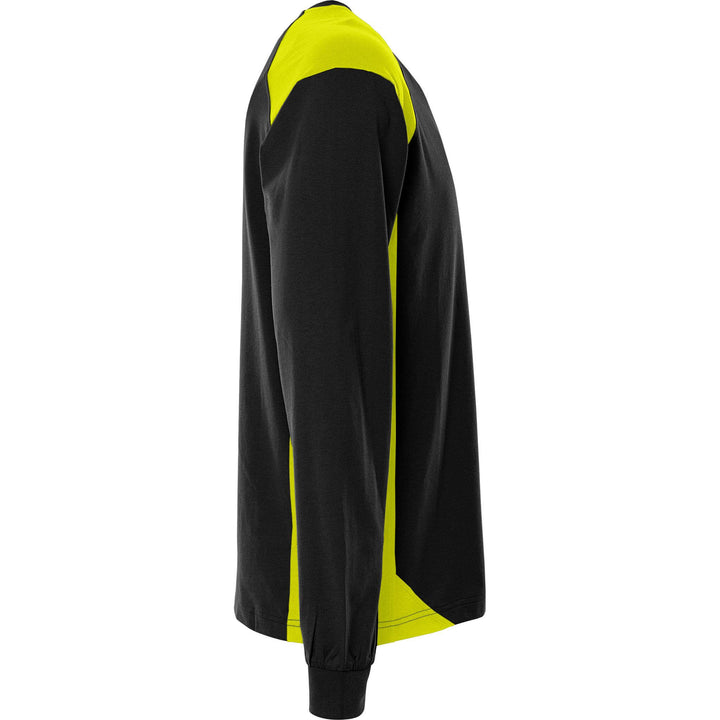 Fristads Heavy UV-Protective Long Sleeve T-Shirt - 7071 GTM Black/Hi-Vis Yellow Back3#colour_black-hi-vis-yellow