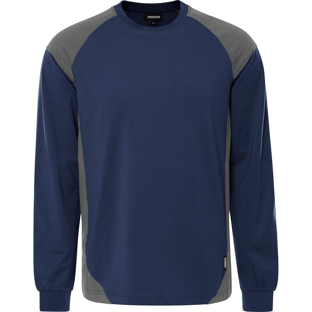 Fristads Heavy UV-Protective Long Sleeve T-Shirt - 7071 GTM Navy/Grey Front1#colour_navy-grey