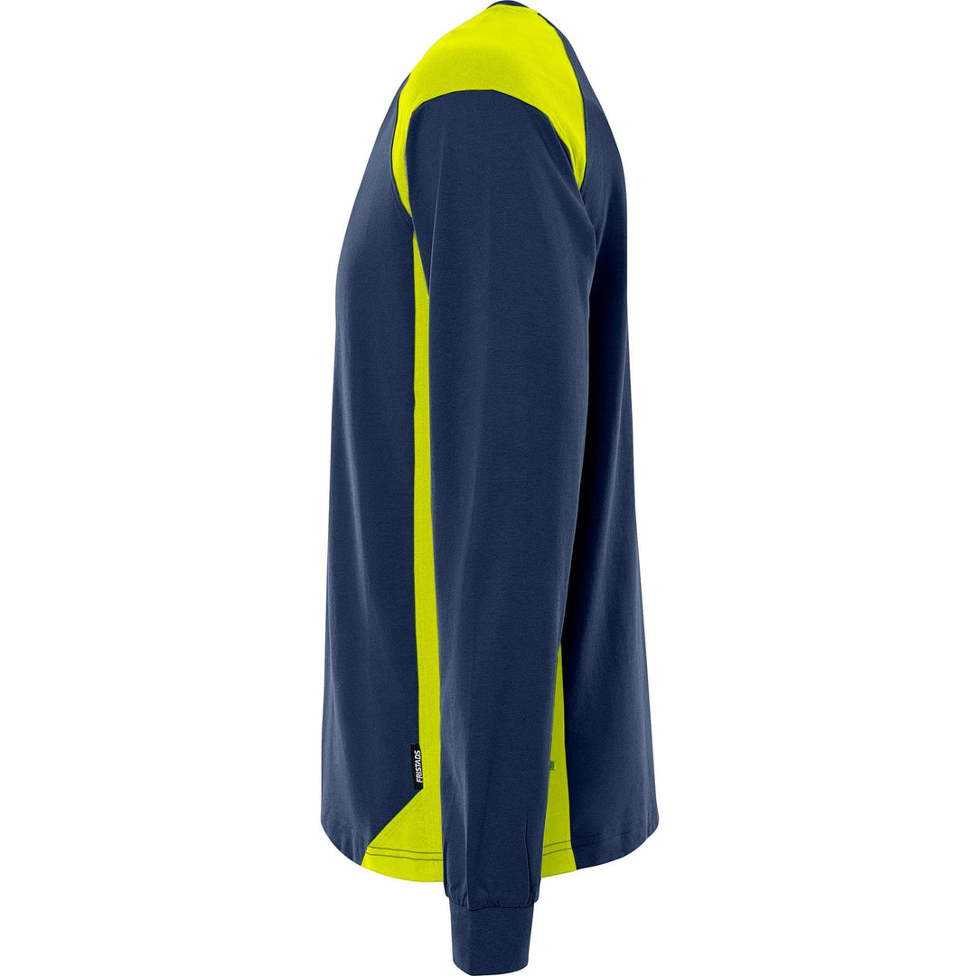 Fristads Heavy UV-Protective Long Sleeve T-Shirt - 7071 GTM Navy/Hi-Vis Yellow Back2#colour_navy-hi-vis-yellow