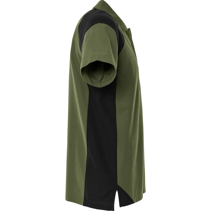 Fristads Heavy UV-Protective Poloshirt - 7047 GPM Army Green/Black Back3#colour_army-green-black