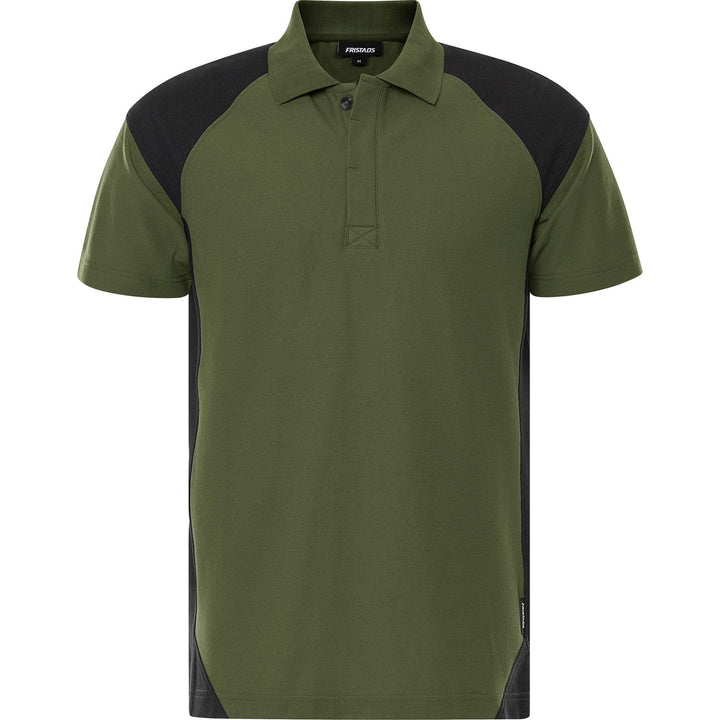 Fristads Heavy UV-Protective Poloshirt - 7047 GPM Army Green/Black Front1#colour_army-green-black