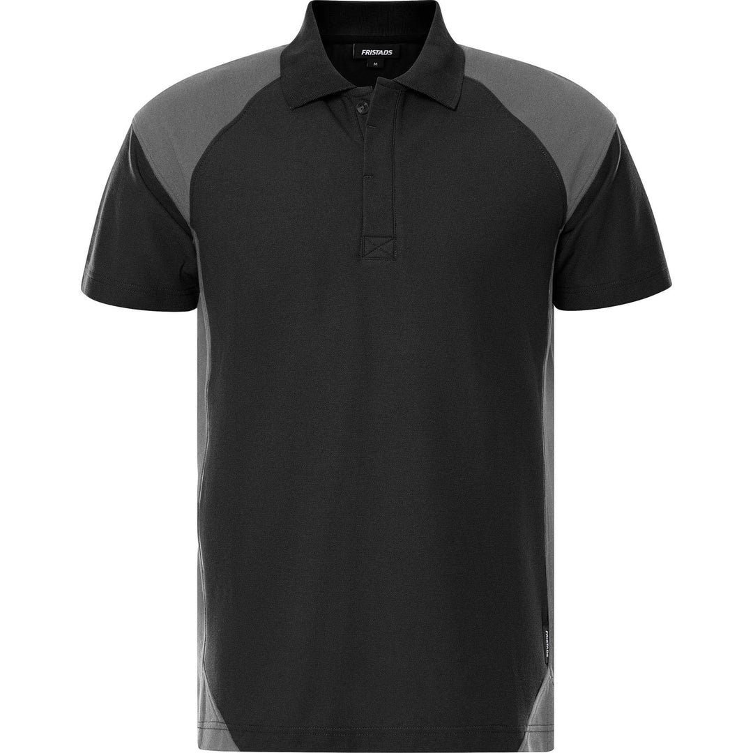 Fristads Heavy UV-Protective Poloshirt - 7047 GPM Black/Grey Front1#colour_black-grey