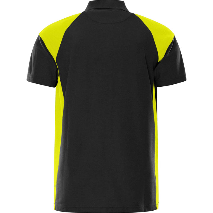 Fristads Heavy UV-Protective Poloshirt - 7047 GPM Black/Hi-Vis Yellow Back1#colour_black-hi-vis-yellow
