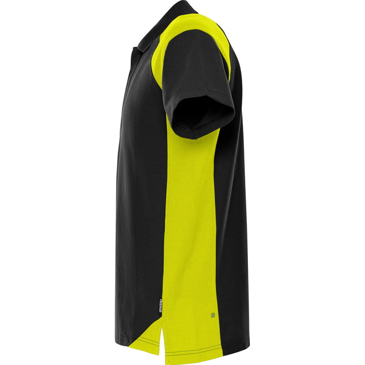 Fristads Heavy UV-Protective Poloshirt - 7047 GPM Black/Hi-Vis Yellow Back2#colour_black-hi-vis-yellow