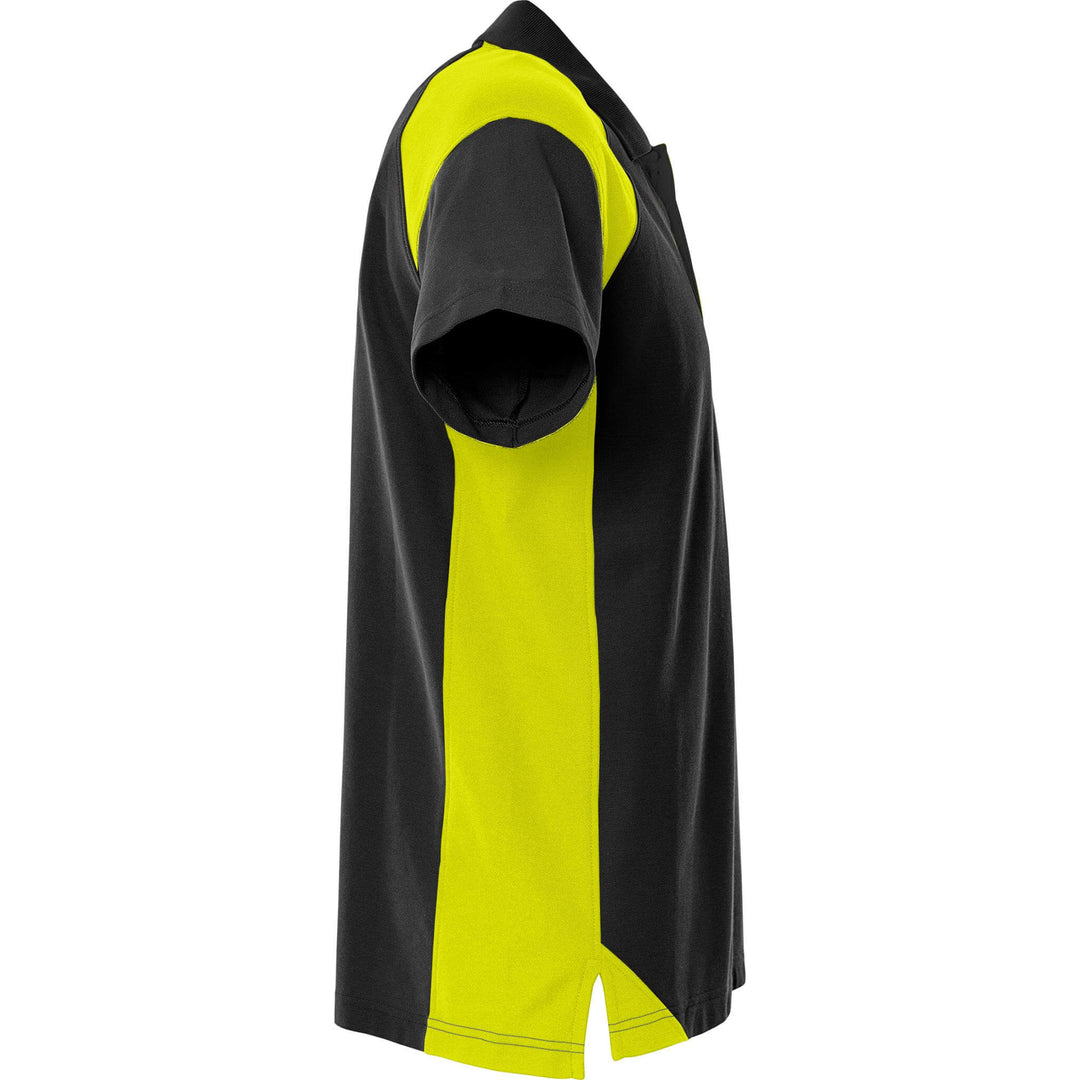 Fristads Heavy UV-Protective Poloshirt - 7047 GPM Black/Hi-Vis Yellow Back3#colour_black-hi-vis-yellow