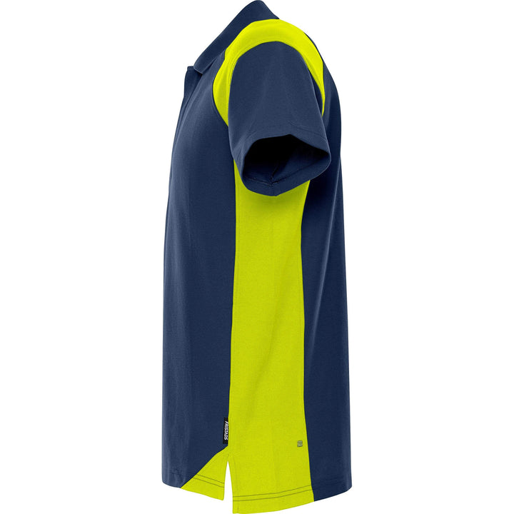 Fristads Heavy UV-Protective Poloshirt - 7047 GPM Navy/Hi-Vis Yellow Back2#colour_navy-hi-vis-yellow