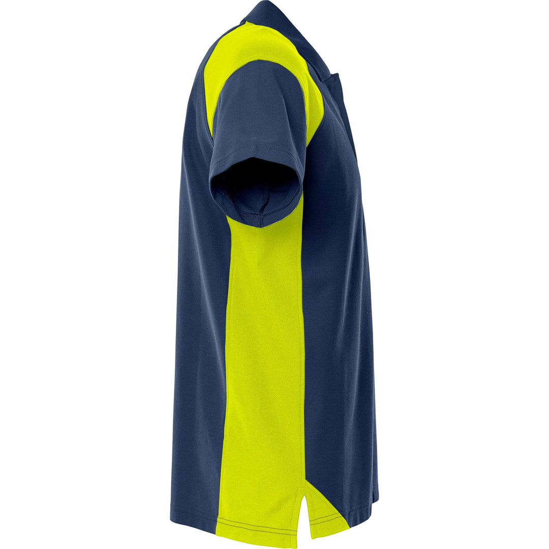 Fristads Heavy UV-Protective Poloshirt - 7047 GPM Navy/Hi-Vis Yellow Back3#colour_navy-hi-vis-yellow