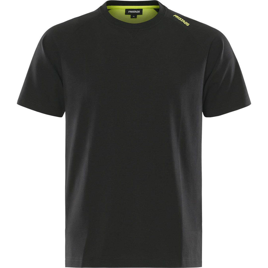 Fristads Heavy UV-Protective Stretch T-Shirt - 7553 GTME Black/Hi-Vis Yellow Front1#colour_black-hi-vis-yellow