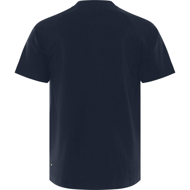 Fristads Heavy UV-Protective Stretch T-Shirt - 7553 GTME Dark Navy/Hi-Vis Yellow Back1#colour_dark-navy-hi-vis-yellow