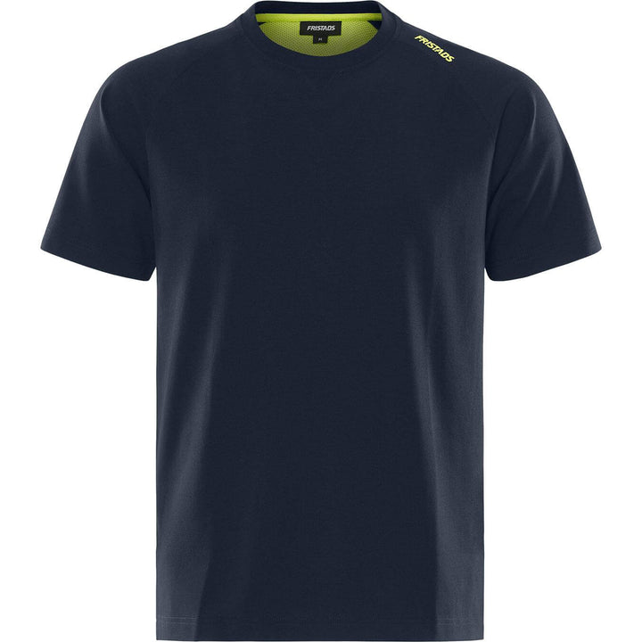 Fristads Heavy UV-Protective Stretch T-Shirt - 7553 GTME Dark Navy/Hi-Vis Yellow Front1#colour_dark-navy-hi-vis-yellow