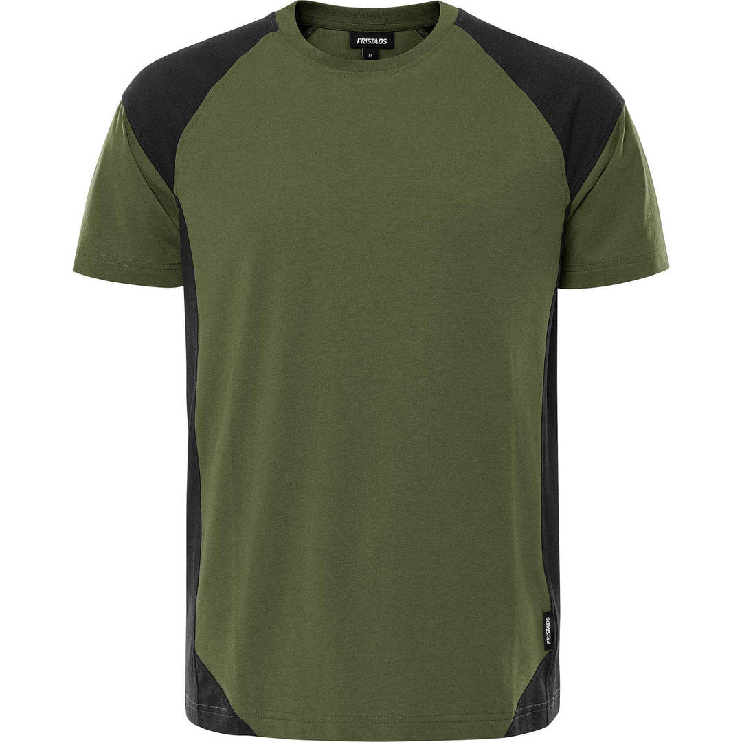 Fristads Heavy UV-Protective T-Shirt - 7046 GTM Army Green/Black Front1#colour_army-green-black