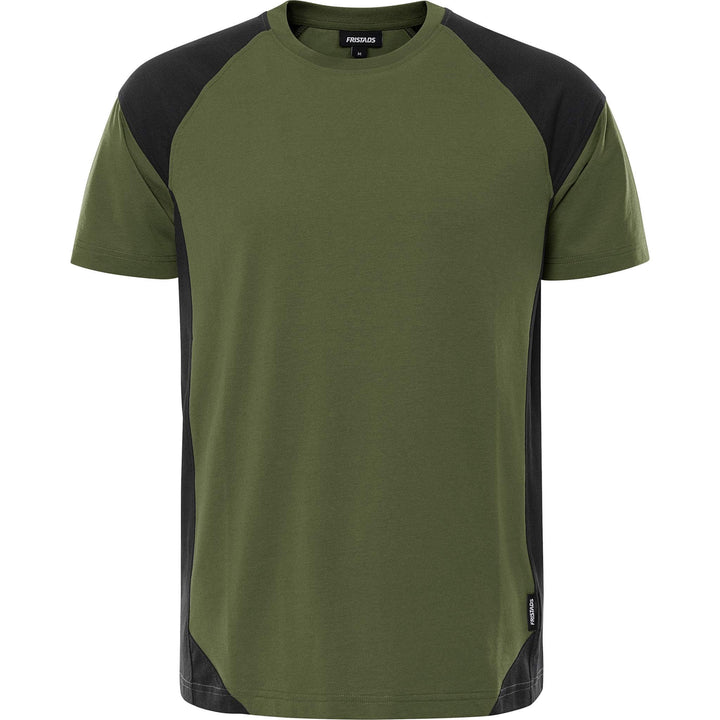 Fristads Heavy UV-Protective T-Shirt - 7046 GTM Army Green/Black Front1#colour_army-green-black