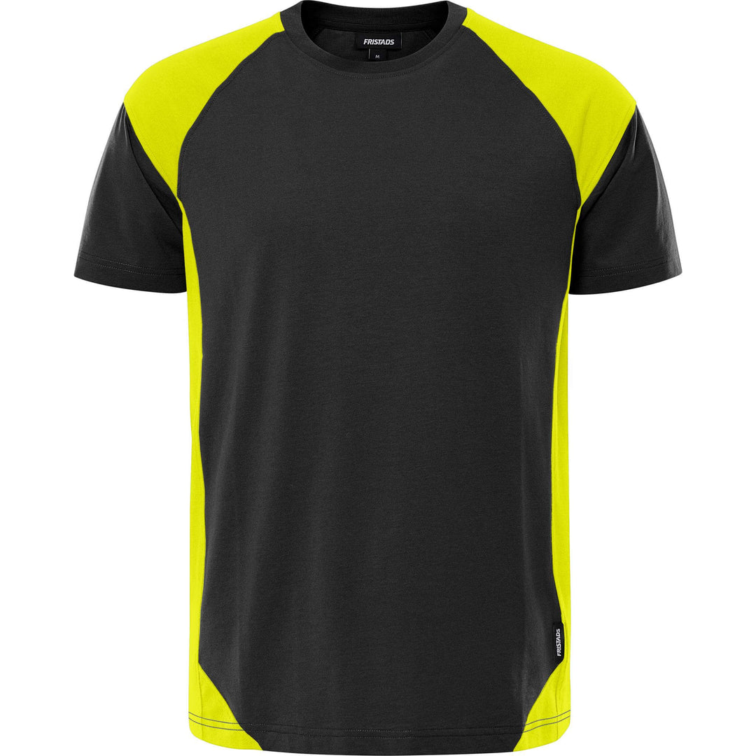 Fristads Heavy UV-Protective T-Shirt - 7046 GTM Black/Hi-Vis Yellow Front1#colour_black-hi-vis-yellow